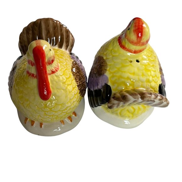 Ceramic Turkey Salt & Pepper Shakers Vintage Holiday Thanksgiving Autumn Festive - Picture 10 of 12